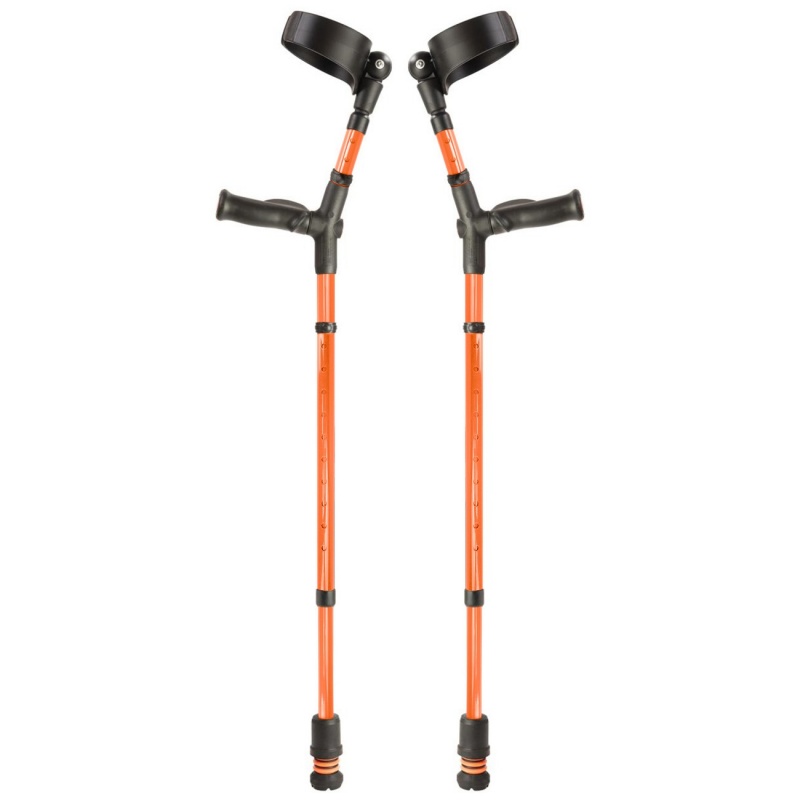 Flexyfoot Comfort Grip Double Adjustable Orange Crutches (Pair)