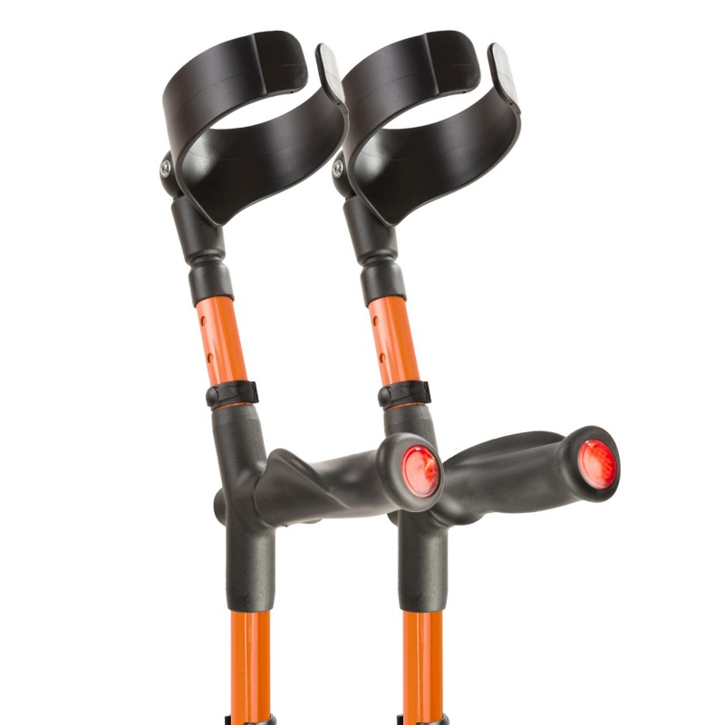 Flexyfoot Comfort Grip Double Adjustable Orange Crutches (Pair)