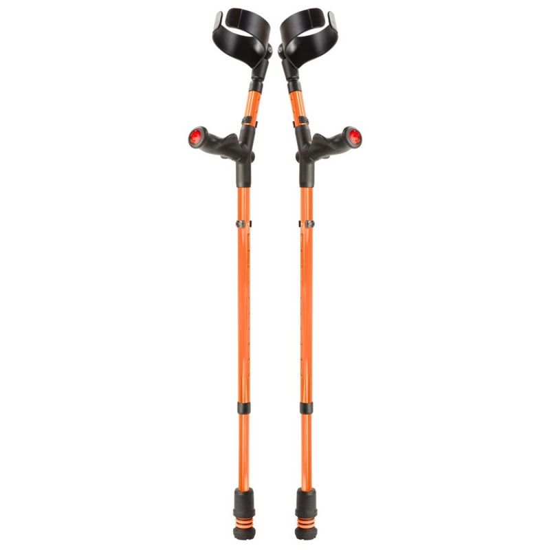 Flexyfoot Comfort Grip Double Adjustable Orange Crutches (Pair)