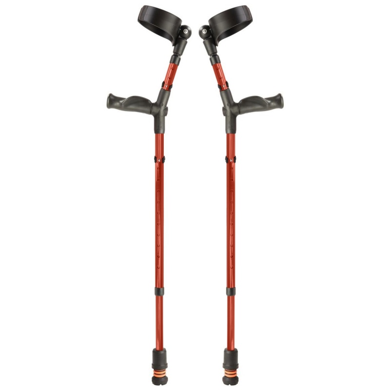 Flexyfoot Comfort Grip Double Adjustable Red Crutches (Pair)