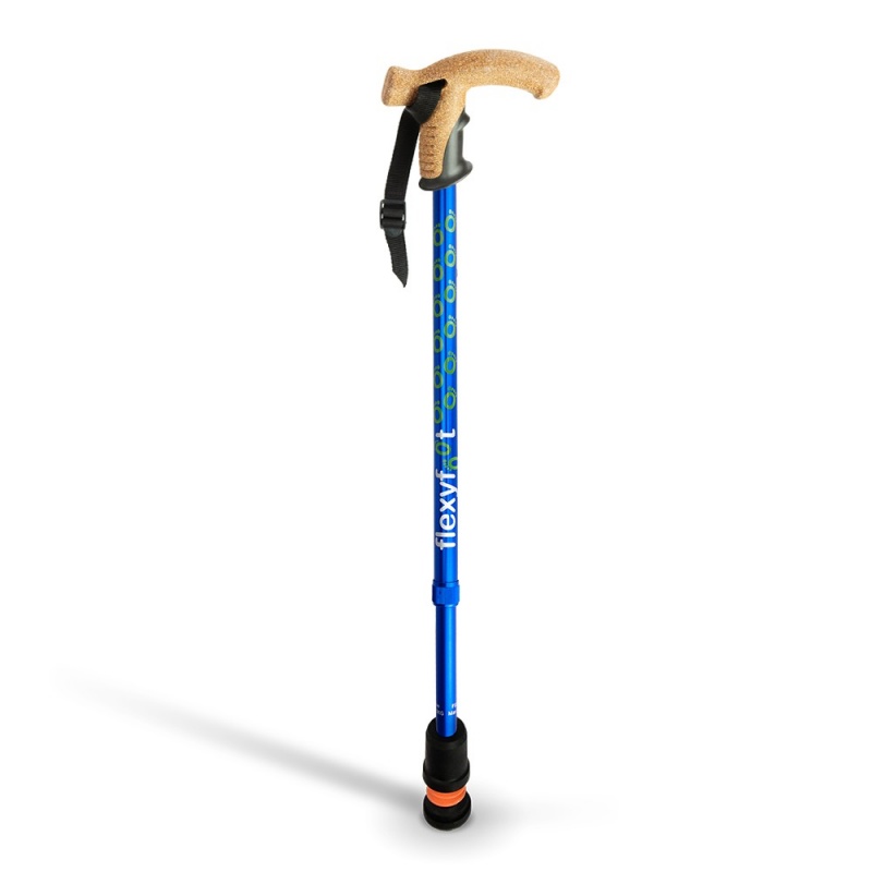 Flexyfoot Cork Derby Handle Blue Telescopic Walking Stick