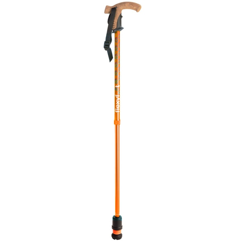 Flexyfoot Cork Derby Handle Orange Telescopic Walking Stick