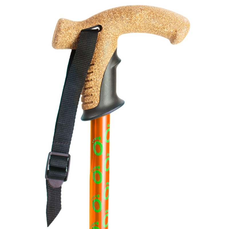 Flexyfoot Cork Derby Handle Orange Telescopic Walking Stick