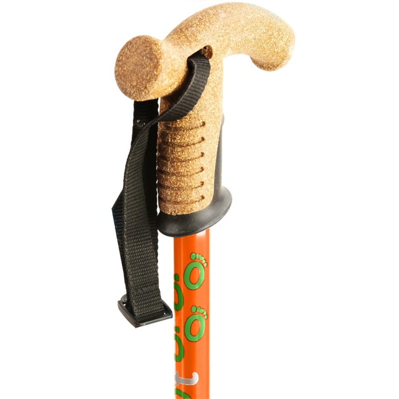 Flexyfoot Cork Derby Handle Orange Telescopic Walking Stick