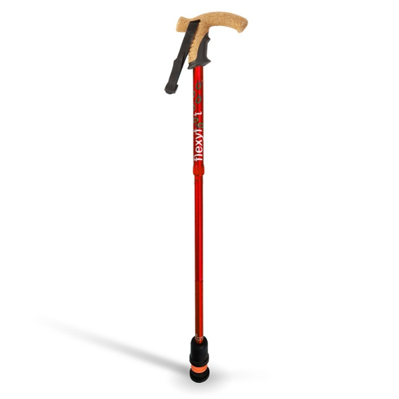 Flexyfoot Cork Derby Handle Red Folding Walking Stick