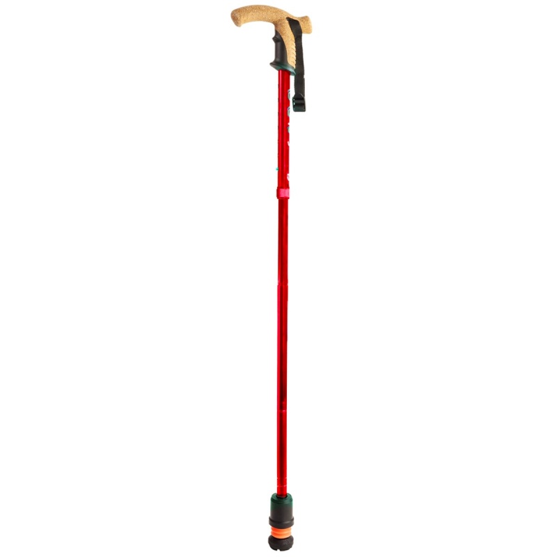 Flexyfoot Cork Derby Handle Red Folding Walking Stick