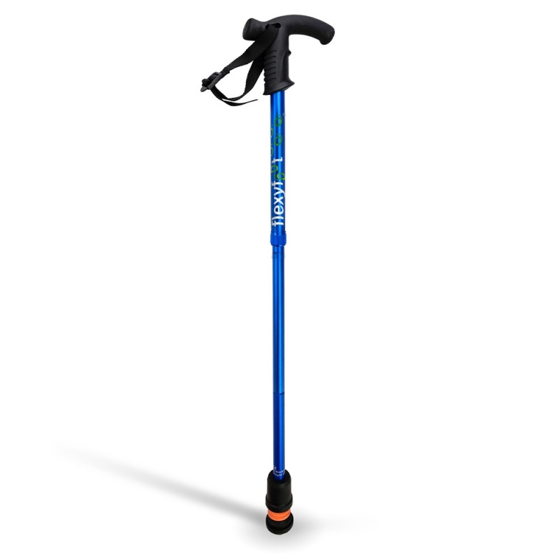 Flexyfoot Soft Derby Handle Blue Folding Walking Stick