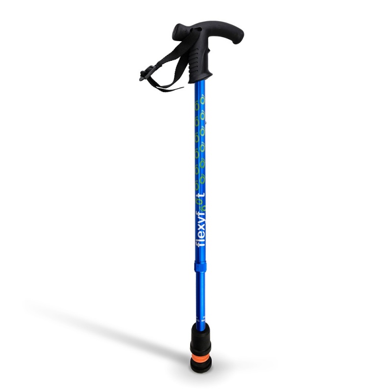 Flexyfoot Soft Derby Handle Blue Telescopic Walking Stick