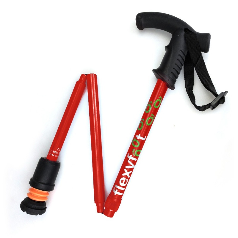 Flexyfoot Soft Derby Handle Red Folding Walking Stick