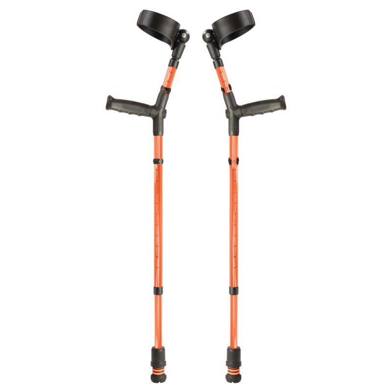 Flexyfoot Standard Soft Grip Handle Closed Cuff Orange Crutches (Pair)