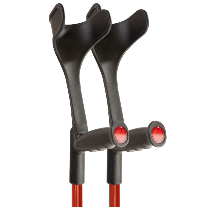 Flexyfoot Standard Soft Grip Handle Open Cuff Red Crutches (Pair)