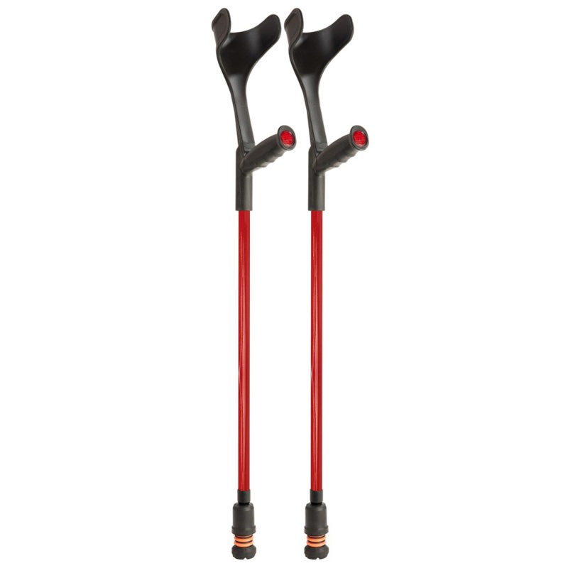Flexyfoot Standard Soft Grip Handle Open Cuff Red Crutches (Pair)