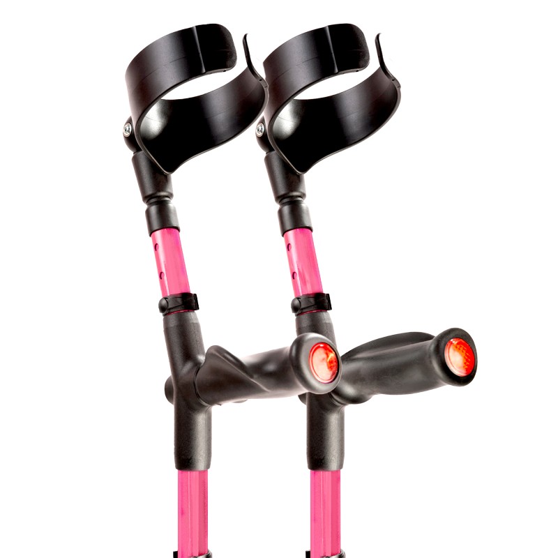 Flexyfoot Pink Anatomic Comfort-Grip Double-Adjustable Crutches (Pair)