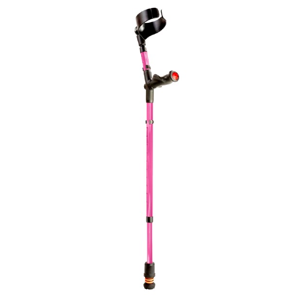 Flexyfoot Pink Anatomic Comfort-Grip Double-Adjustable Crutch (Left-Handed)