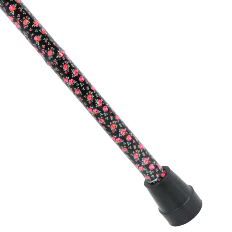 Ziggy Floral Height-Adjustable Folding Walking Stick with Gel Handle