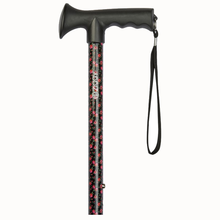 Ziggy Floral Height-Adjustable Walking Stick with Gel Crutch Handle