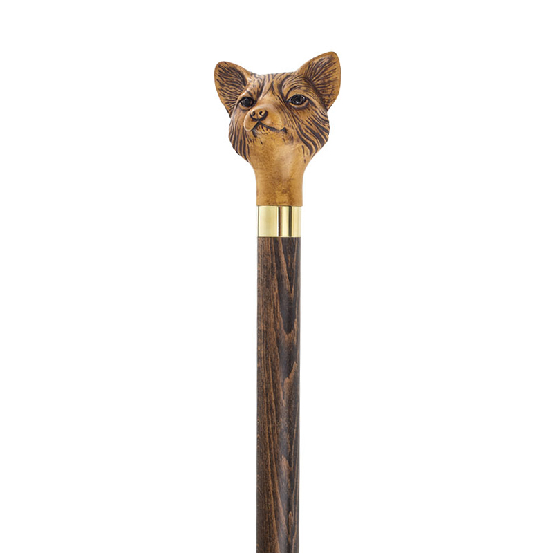 Collectors Beech Wood Shaft Fox Head Walking Stick