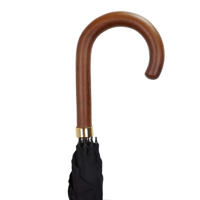 Fox Umbrellas GT1 Dark Grain Ash Crook Handle Black Umbrella