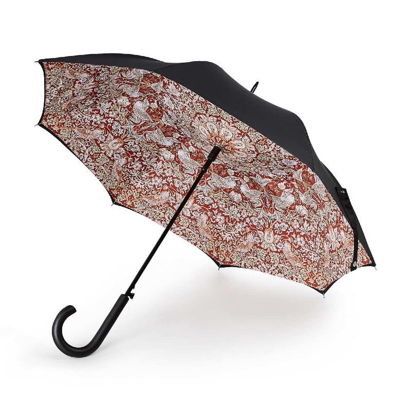 Fulton Bloomsbury-2 Morris and Co. Walking Umbrella (Strawberry Thief Crimson)