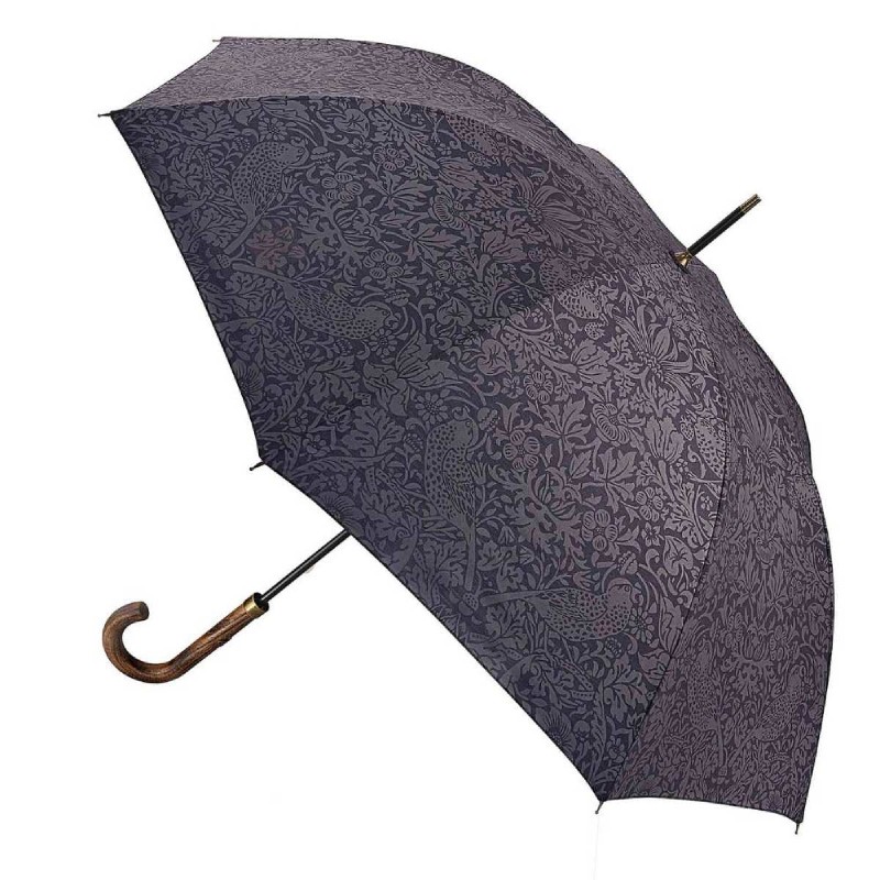 Fulton Hampstead Morris and Co. UV-Resistant Walking Umbrella (Strawberry Thief Graphite)