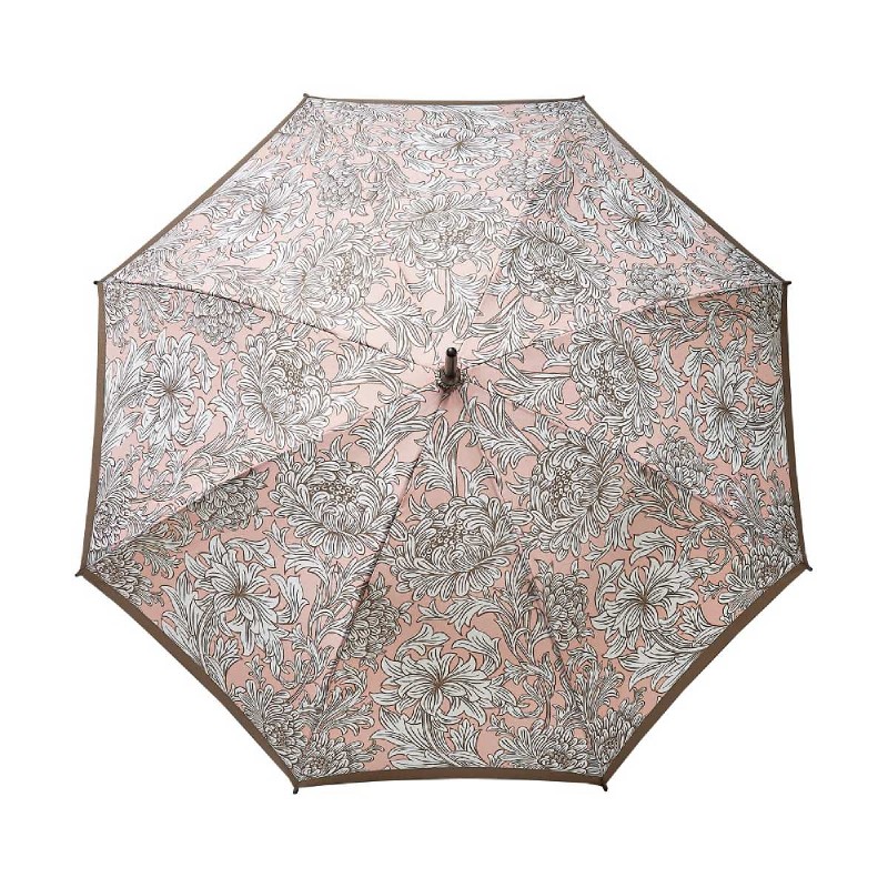Fulton Kensington-2 Morris and Co. UV-Resistant Walking Umbrella (Cochineal Pink Chrysanthemum)