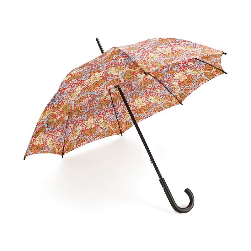 Fulton Kensington-2 Morris and Co. UV-Resistant Walking Umbrella (Strawberry Thief Crimson)