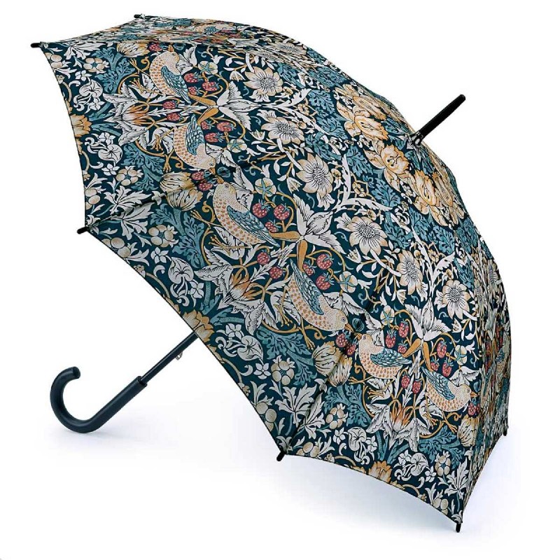 Fulton Kensington-2 Morris and Co. UV-Resistant Walking Umbrella (Strawberry Thief)
