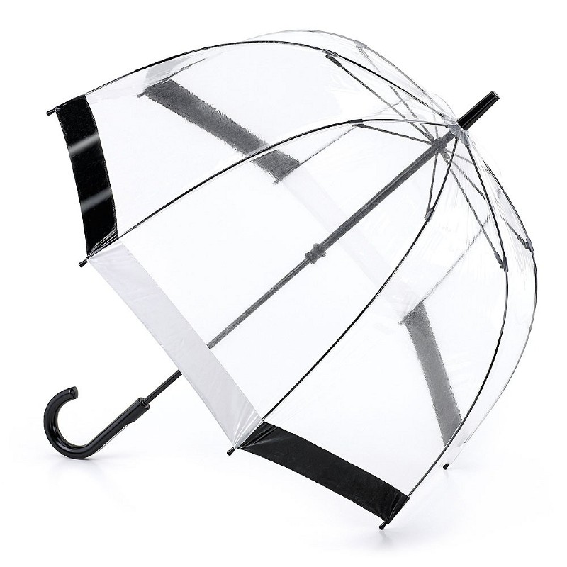 Fulton Birdcage Clear Dome Umbrella (Black and White)