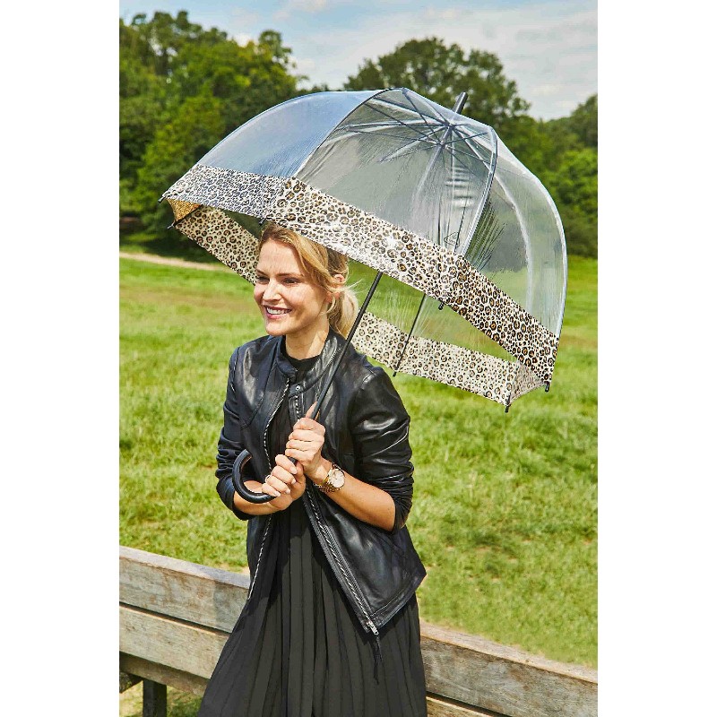 Fulton Birdcage Clear Dome Umbrella (Puma Border)