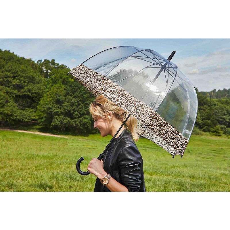 Fulton Birdcage Clear Dome Umbrella (Puma Border)