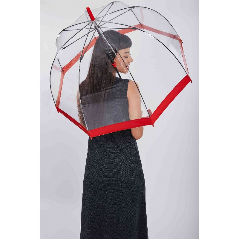 Fulton Birdcage Clear Dome Umbrella (Red)