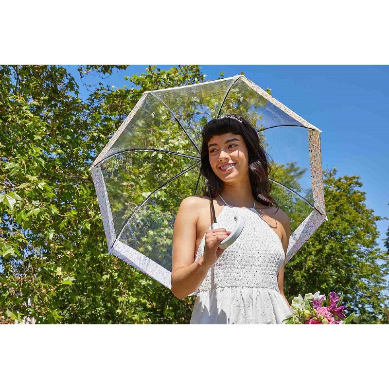 Fulton Birdcage Clear Dome Umbrella (Wedding Floral Border)