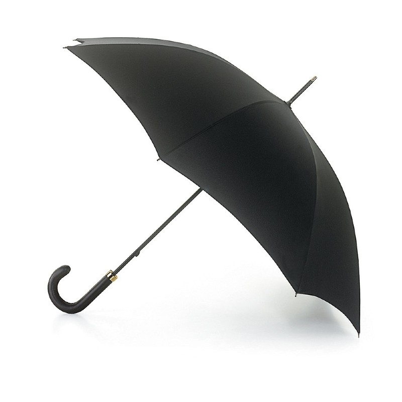 Fulton Minister Classic Gents' Walking Umbrella with Leather Handle (Black)