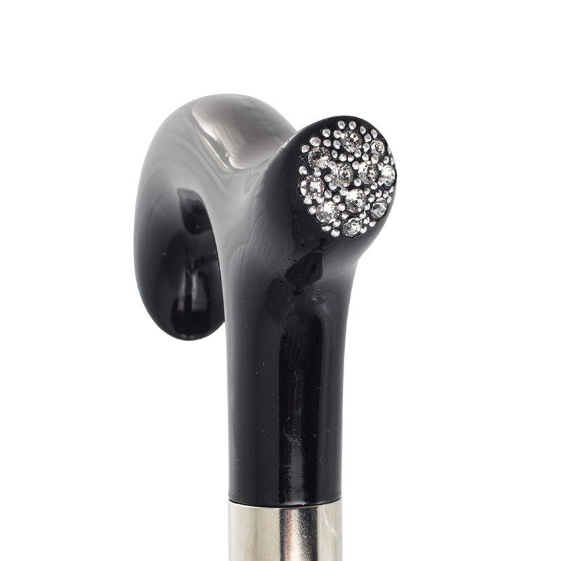 Gents' Black Derby Cane with Swarovski Elements