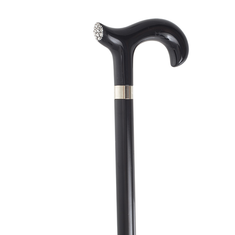 Gents' Black Derby Cane with Swarovski Elements