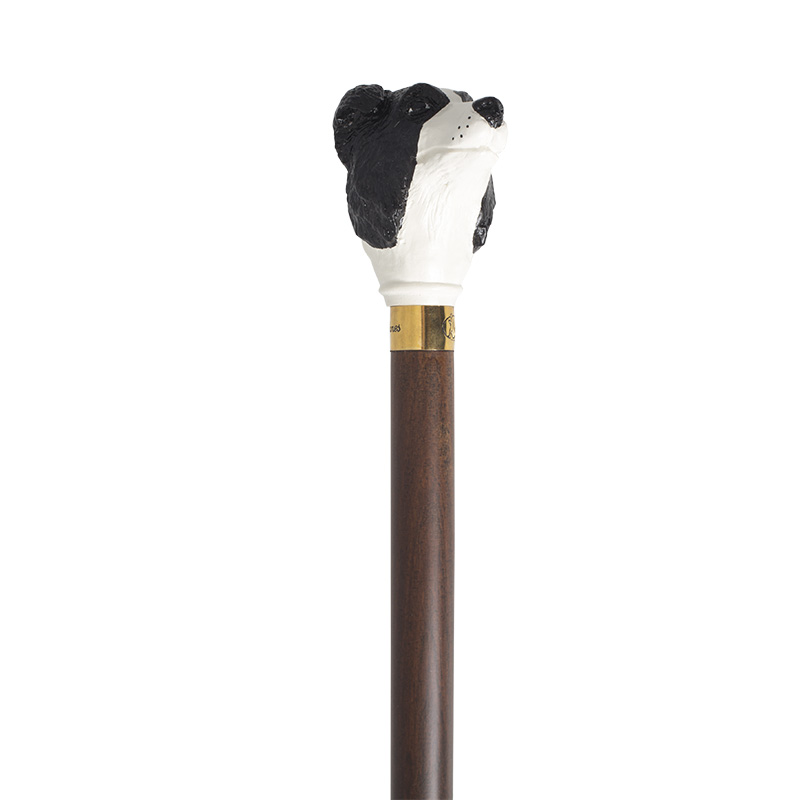 Hand Painted Border Collie Hardwood Cane