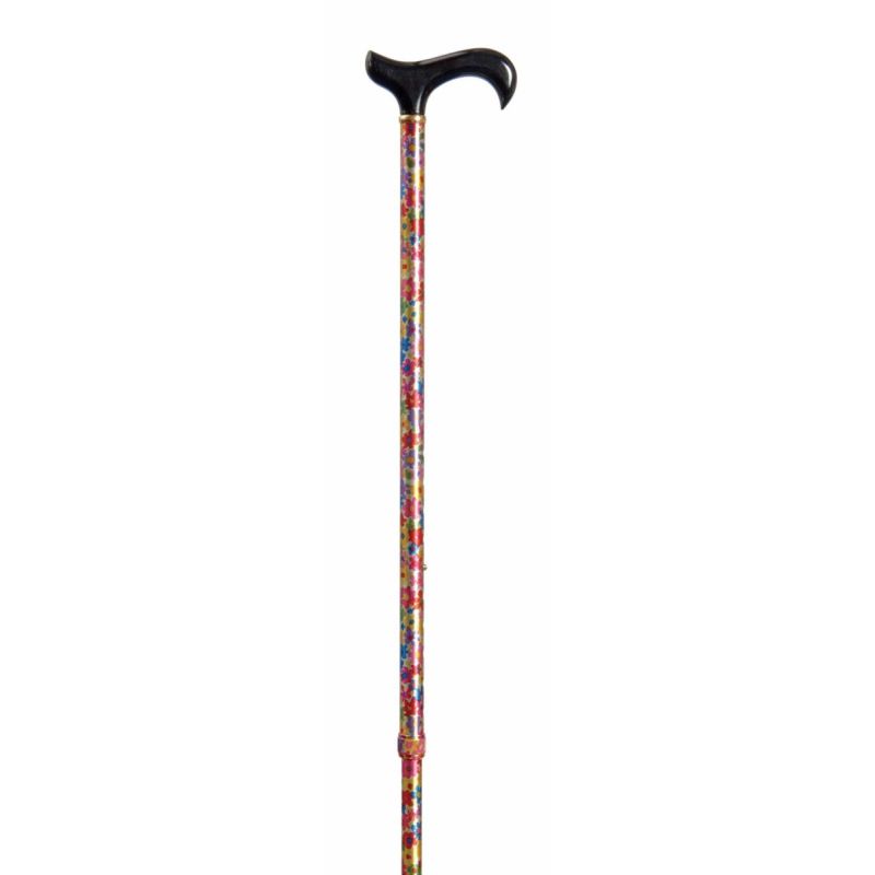 Happy Flowers Height Adjustable Derby Cane
