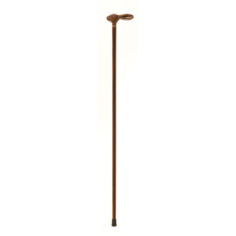 Collectors Hare's Head Beech Wood Walking Cane with Decorative Brass Collar