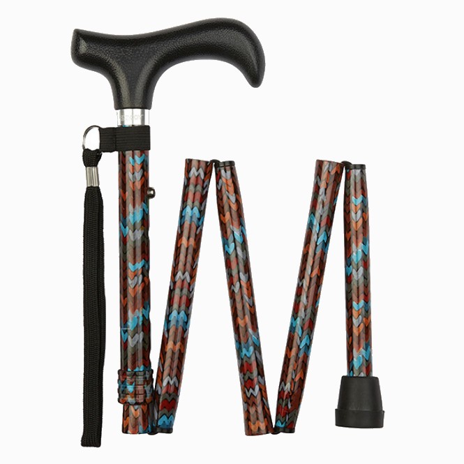 Ziggy Hearts Height-Adjustable Folding Walking Stick with Derby Handle