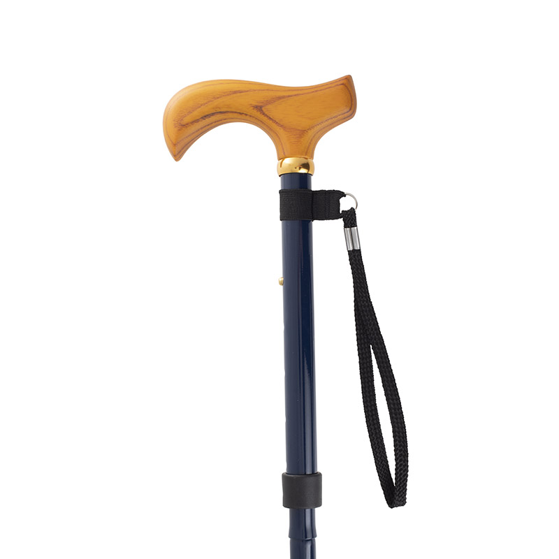 Height-Adjustable Folding Blue Derby Walking Stick