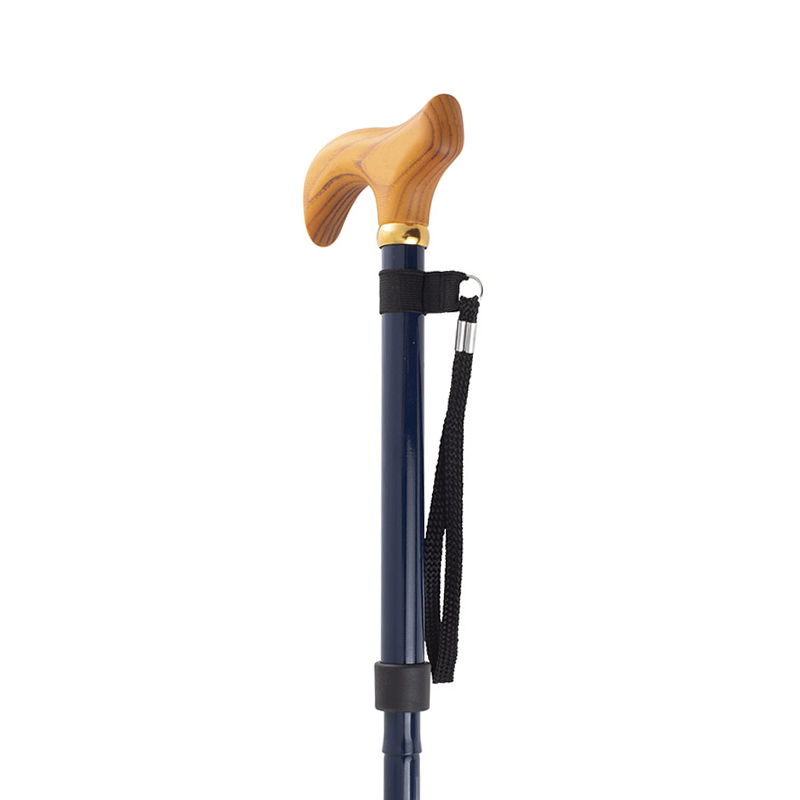 Height-Adjustable Folding Blue Derby Walking Stick