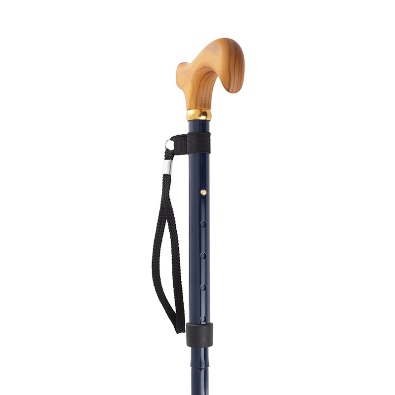 Height-Adjustable Folding Blue Derby Walking Stick