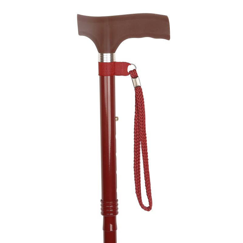 Height-Adjustable Folding Burgundy Silicone Crutch Handle Walking Stick