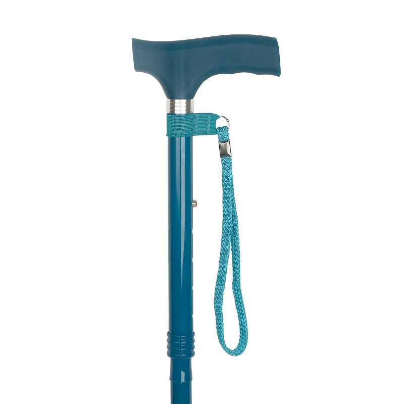 Height-Adjustable Folding Teal Blue-Green Silicone Crutch Handle Walking Stick