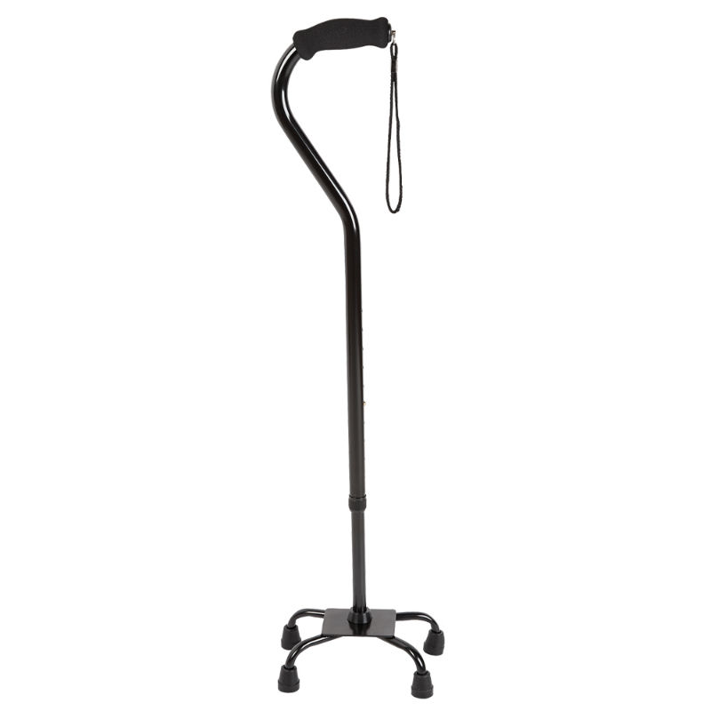 Height-Adjustable Quad Offset Black Cane