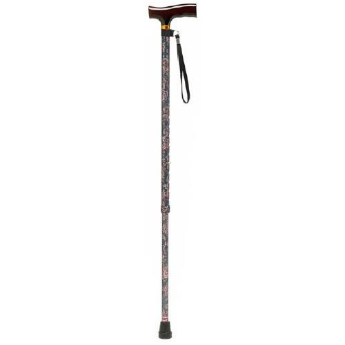 Height Adjustable Paisley Walking Stick with Crutch Handle