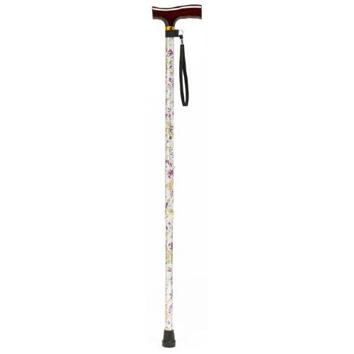 Height Adjustable Woodland Flowers Walking Stick with Crutch Handle
