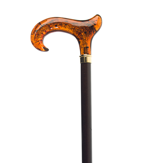 Brown Beech Wood Faux Amber Derby Walking Cane