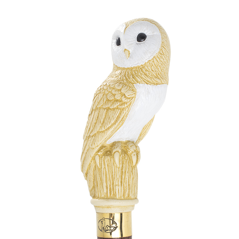 Imitation Ivory Barn Owl Hardwood Cane