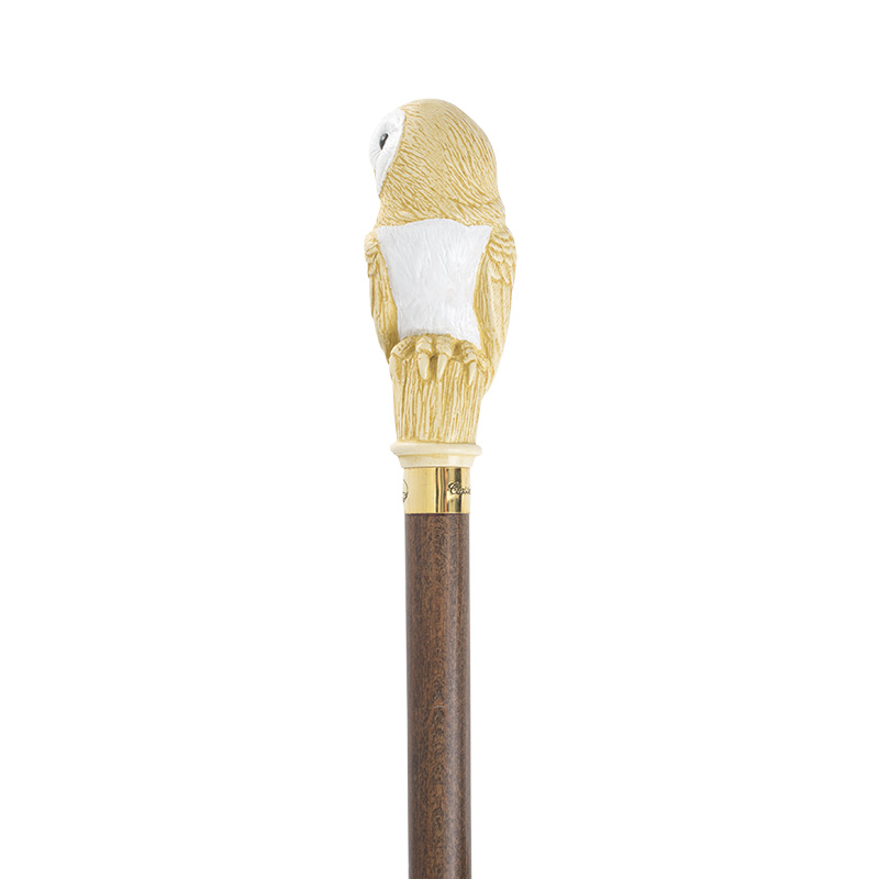 Imitation Ivory Barn Owl Hardwood Cane